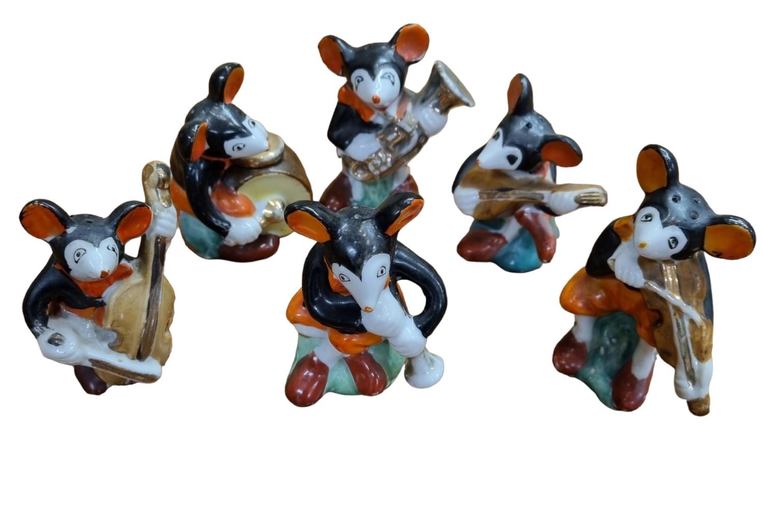 Disney: Vintage Ceramic Mouse Band Salt & Pepper Shakers marked Foreign to the base - Image 2 of 2