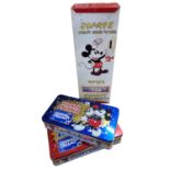 Disney: Rare Vintage Tinplate Sharps Mickey Mouse Toffee Dispenser Tin + 2 Modern McVites Mickey &