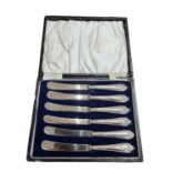 Cased Set of 6 x 1924 Yates Brothers Sheffield Silver Hallmarked Handled Butter Knives