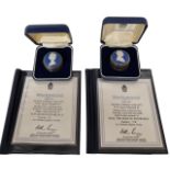 2 x Limited Edition Wedgwood Silver Jubilee (1951-1977) Stiling Silver Miniature Boxes with White