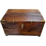 Vintage Mahogany Eastern Storage Box on Feet with Brass Fittings, 46 x 30 x 26cm