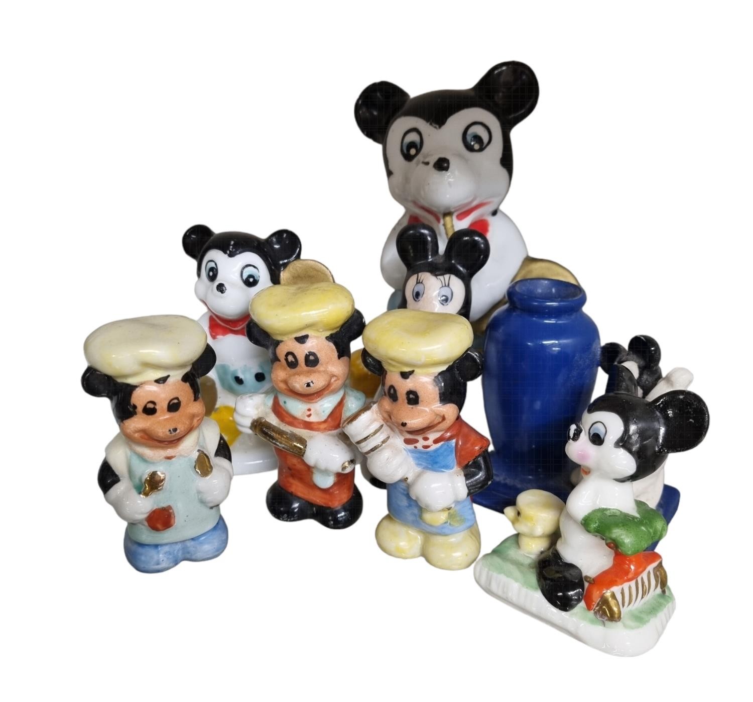 Disney: Small Group of Vintage Ceramic Mickey & Minnie Mouse Style Figurines