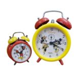 Disney: Small Vintage Bradley Mickey Mouse Alarm Clock & Plastic Cased Avronel Mickey & Minnie Alarm