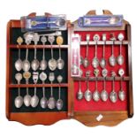 2 x Vintage Racks of Collector Spoons with some additional loose sppons
