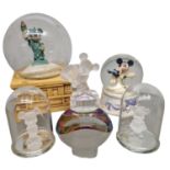 Disney: 3 x Smoked Glass Mickey & Minnie Ornaments + 2 Glass Globes