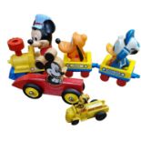 Disney: Vintage Illco Toys Wind-up Mickey Mouse Train + Wooden Car & Vintage Mickey's Service
