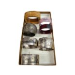 Small collection or napkin rings to include white metal examples from the Middle East