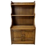 Mid Century Ercol Waterfall Bookcase with Lower Cupboard, In Elm, Old Colonial Design. The Whole