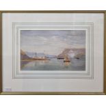 Charles Edmund Rowbotham (1856 to 1921) 19th Century Watercolour Turkish Lakeside Water Scene with