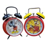Disney: Vintage Sunbeam & House Martin Mickey Mouse Alarm Clocks, Metal Cases on both, Winding &