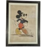 Disney: Original Vintage Pencilled Drawing of Mickey Mouse Walking, Signed & Framed, 46 x 35cm Frame