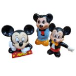 Disney: 3 x Mickey Mouse Money Boxes to include Hand Painted, Self Cast Example