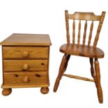 Bellamy Ducal Pine 3 Drawer Bedside Cabinet & Chair