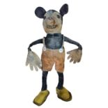 Disney: Rare 1930's Dean's Rag Book Co. 8" Tall Mickey Mouse Soft Toy with Wire Arm & Leg Inserts