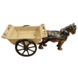 Large Vintage Cast Iron & Enamelled Horse & Cart Figure by Ofco