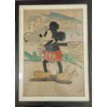 Disney: Original Pencil Drawing of Mickey Mouse Pointing, Signed, Framed 46 x 34cm