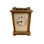 Vintage French Brass Carriage Clock, Glass Panels All Round & Top