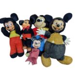 Disney: Group of Vintage Pedigree & Semco Mickey Mouse Soft Toys Including Small Hand Puppet