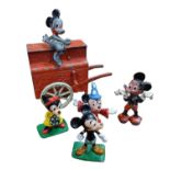 Disney: Small Collection of Miniature Diecast Metal Mickey Mouse Figures to Include Music Carriage