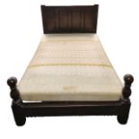 Antique Double Bed with Metal Base Support, Folding Mattress SUpport & Dark Oak Head & Foot Boards