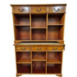 2 x Period Style Walnut Veneered Sideboards with 3 Drawers & Shelves