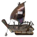 A Fine Sterling Silver Model Arab Dhow & Stand by 'Cheeky Jewellers' Sharjah, Dubai - Circa 1920