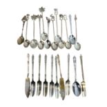 Collection of Vintage Figural Headed Coffee Spoons + Cake Knives & Forks