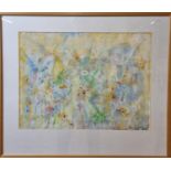 Elsa Hilder 20th Century Abstract Artist depiction of a Summer Flowers Scene, Signed, Framed &