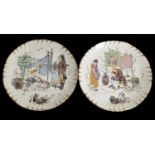 2 x Antique c1910 French Sarreguemines Ceramic Plates