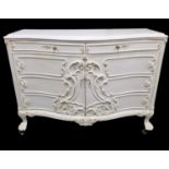 Large Impressive Upcycled Rococo Style, Bow Fronted, Linen Fold Chest with Claw Feet - Placed on