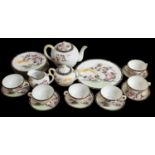 Vintage Oriental Eggshell Porcelain Tea Set for 6 Sittings
