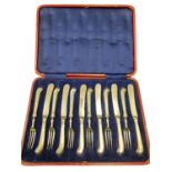 Sheffield 1930 John Round Silver Hallmarked Handled Butter Knives & Cake Fork Set - Cased