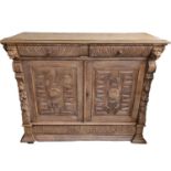 Large Chinese Stripped Pine Alter Chest Comprising of 2 Draws & 2 Cupboards - 108cm Tall, 133cm