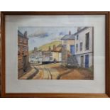 J Nobbs - Norwich Artist - Water Painting of the View of St Ives - Framed & Glazed 53cm x 43cm
