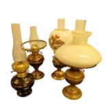 Collection of 4 Oil Lamps with Shades