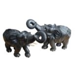 Pair of Large Ebony Elephants