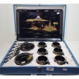 Oriental Cased, Hand Painted Plastic Teaset