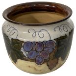 Doulton Lambeth Cachepot. Decorated with leaves and bunches of grapes. 2 x Doulton marks