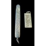 London Silver Hallmarked Ingot 14.5g + 925 Silver Cased Nail File 12.3g