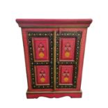 20th Century Hand Painted Oriental Style Cupboard - 90 x 69 x 35cm