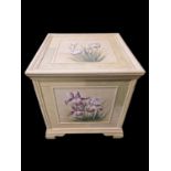 Vintage Hand Painted Blanket Box of Square Form - 52cm Tall, 50cm x 50cm Wide