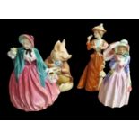 Pair of Early Royal Doulton Ceramic Ladies - Miss Demure & Lady Charmian + Goebel "The Visitor 1894"