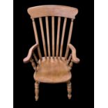 Large Antique Beech Slat Back Elbow Chair - 115cm Tall, 58cm wide, 50cm Deep