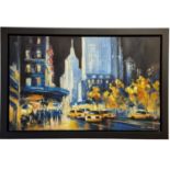 Csilla Orban (Hungarian Artist) - Large Original Cityscape Oil on Canvas - New York City Scene in