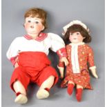 Two German Heubach Koppelsdorf bisque head dolls, number 342.9 and 336.4, both with blue sleeping