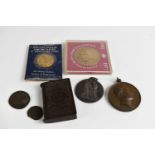 A 1958 French Exposition Universelle medal, an Auspice Neapoleone bronzed medal, two bronze Roman