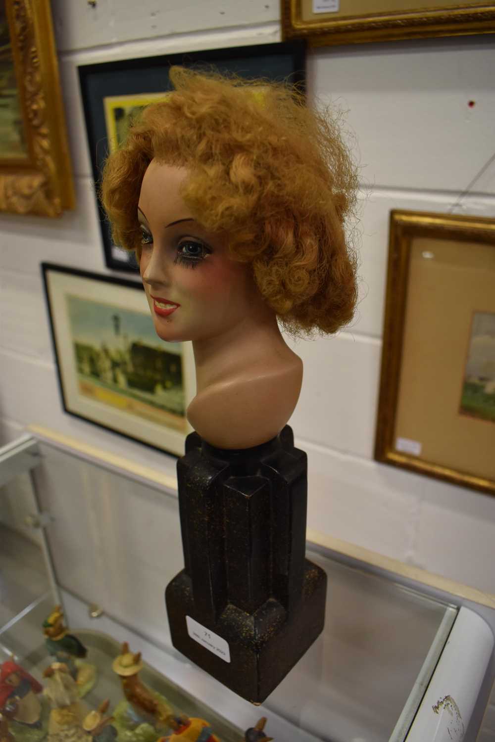 An Art Deco style terracotta bust of a women raised on a shaped base, 36cm high. - Image 3 of 5