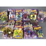A group of vintage Toy-Biz Marvel Spiderman action figures to include Rhino, Future Spider-Man,