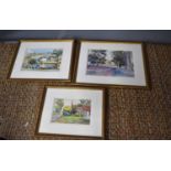 Russell Reeve (20th century): three watercolours, Spring at the Fruit Farm, Sproughton, together