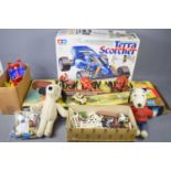 A vintage Tank Command board game together with wind up plastic toys, Britains Deetail figures, farm